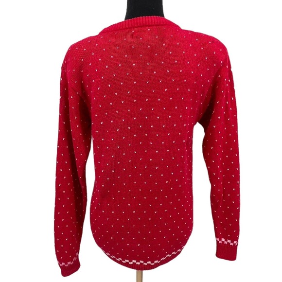 Vintage Pedder Street Red Fair Isle Cat Kitten Knitters Yarn Sweater Small - Picture 2 of 7